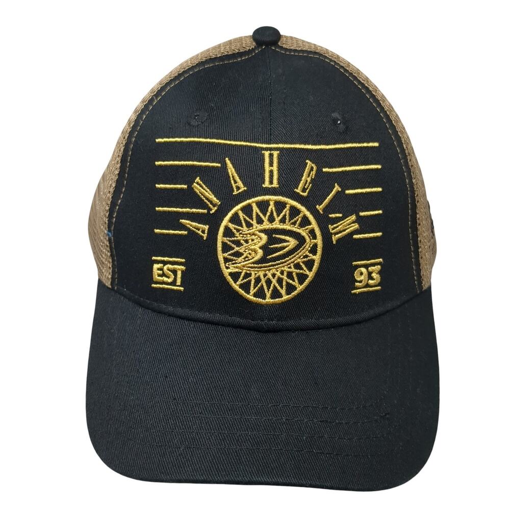 Anaheim Est. 93 Snapback Trucker Hat Black OS Adjustable Mesh Back Aufeishockey